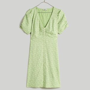 ⬇️ Madewell V-Neck Button-Front Mini Dress Green Ditsy Floral Size 0 NWT
